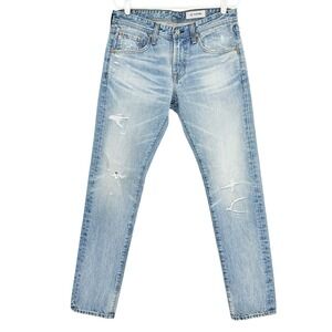AG Adriano Goldschmied Men's Blue Denim Jeans 31x33.5 Distressed The Tellis Slim